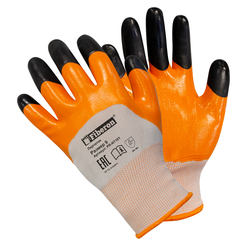 PR-NT101 Перчатки «Для садовых работ: ПЧЕЛКА», полиэстер, нитриловое покрытие, в и/у, 9(L), Fiberon