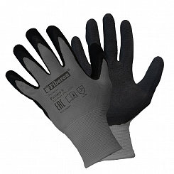 Перчатки "Комфорт: ГРАФИТ", полиэстер, вспененное латексное покрытие, в и/у, 9(L), Fiberon