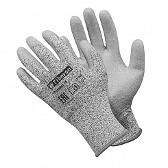Перчатки "Защита от порезов: КЕРАМИК", со стекловолокном, полиуретановое покрытие, в и/у, 10(XL), Fiberon