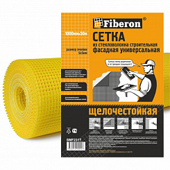 Сетка универсальная фасадная, стекловолокно, 1*50 м, ячейка 5*5, желтая, Fiberon